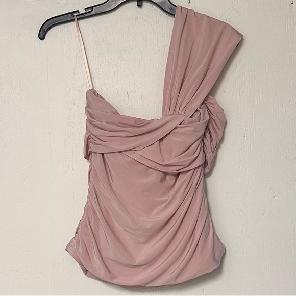L.A.M.B. by Gwen Stefani NWT Ruched On Shoulder Top in Rose Smoke - Picture 5 of 14